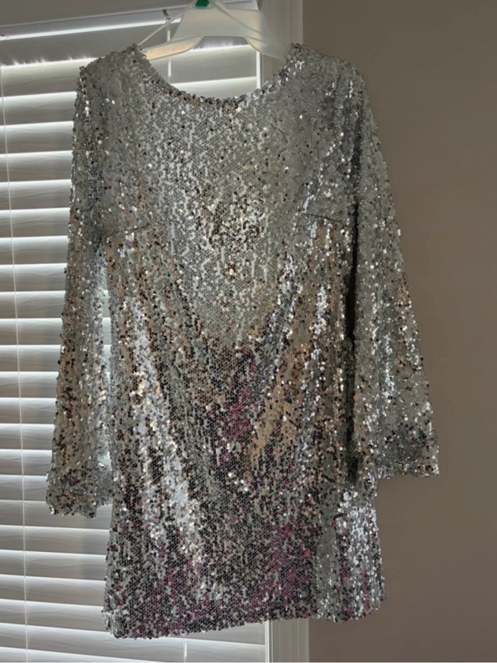 Papermoon Silver Sequin Long Sleeve Mini Dress